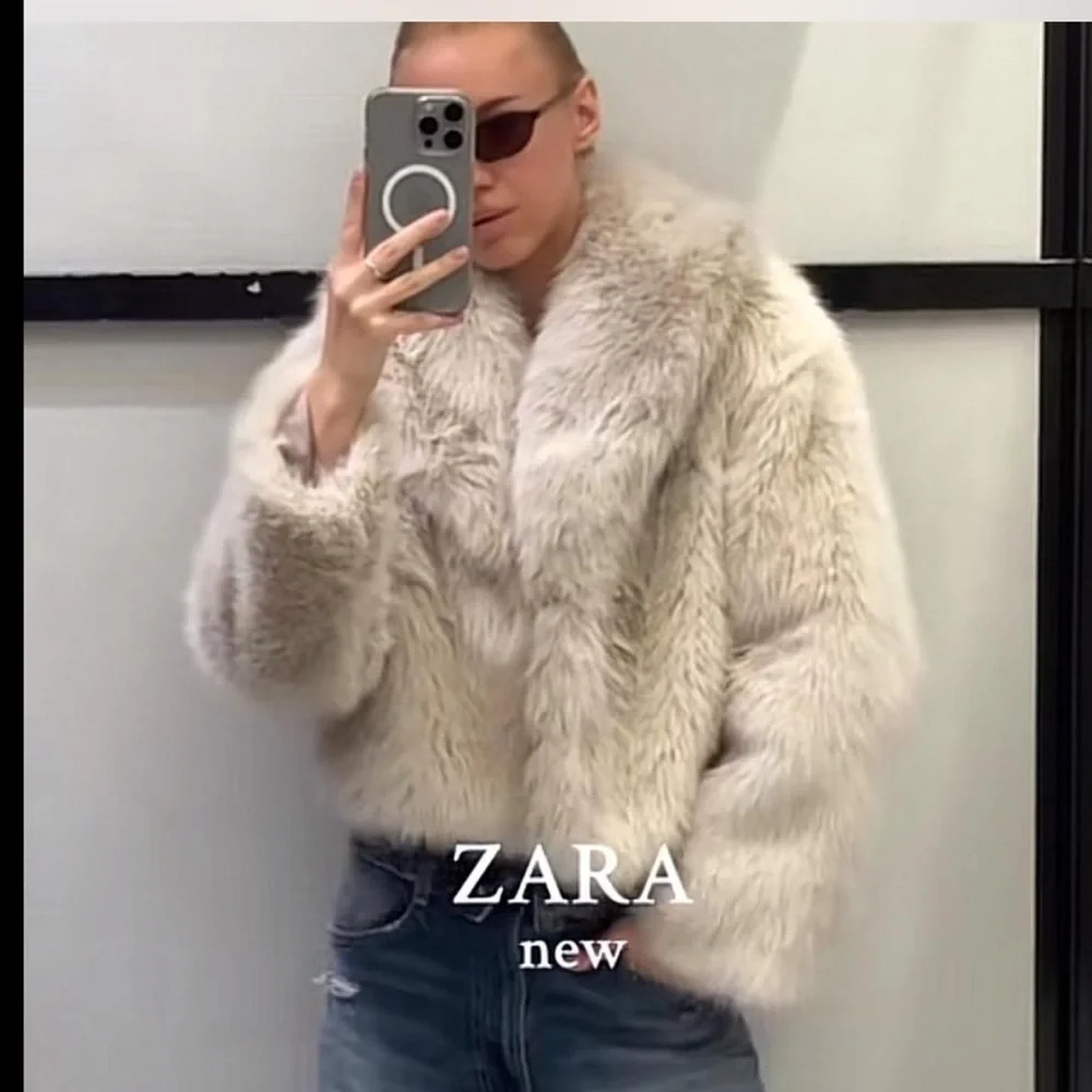 ZARA Cream Faux Fur Teddy Jacket - Picture 1 of 7